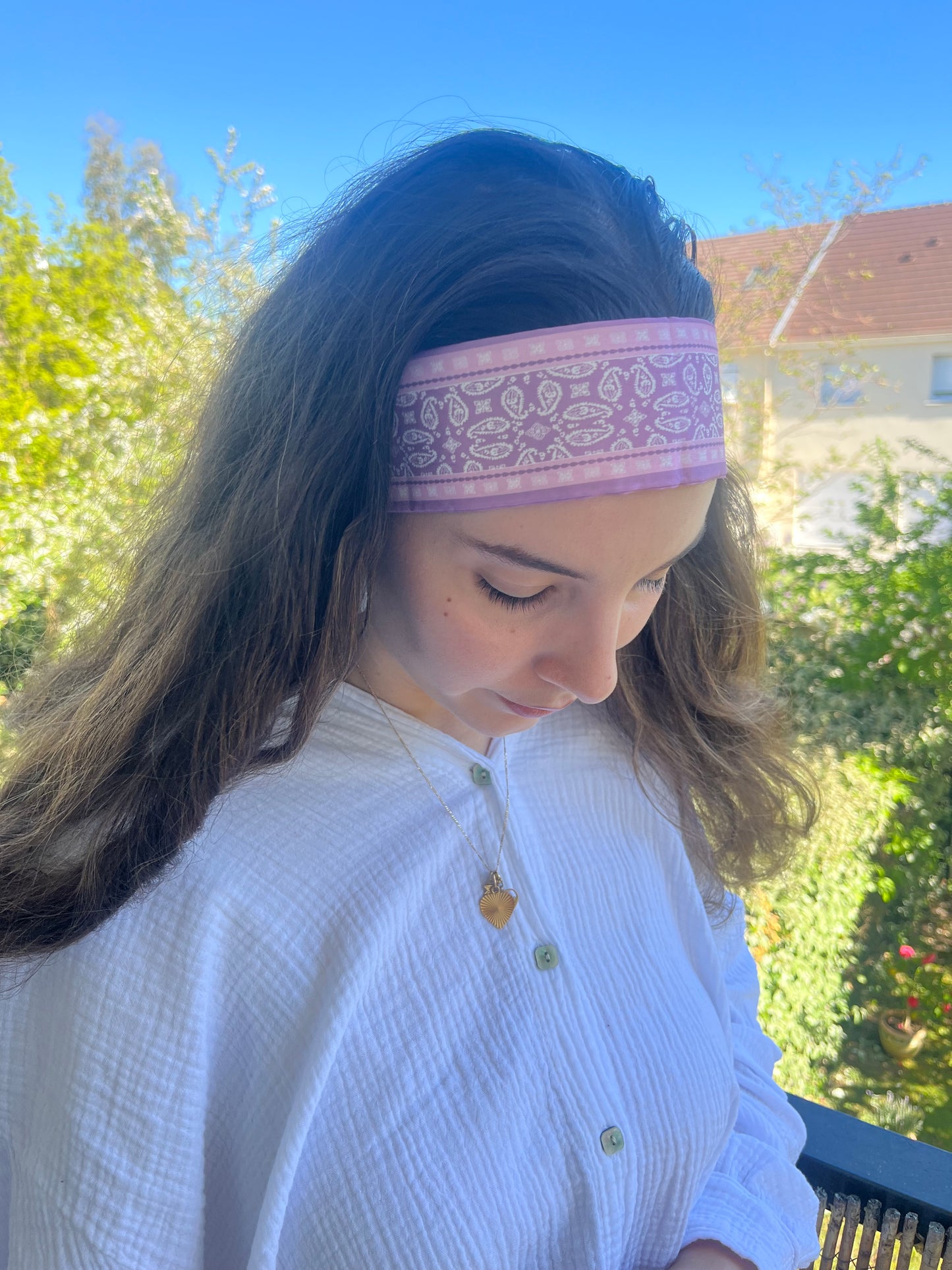 Ruban cheveux motifs - ROSE