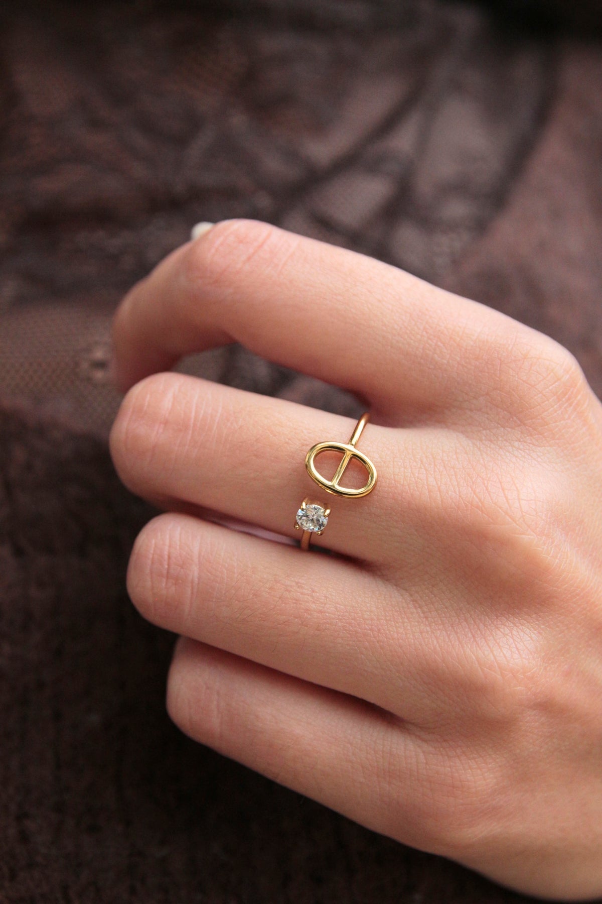Bague ouverte maille marine dorée - ALIA