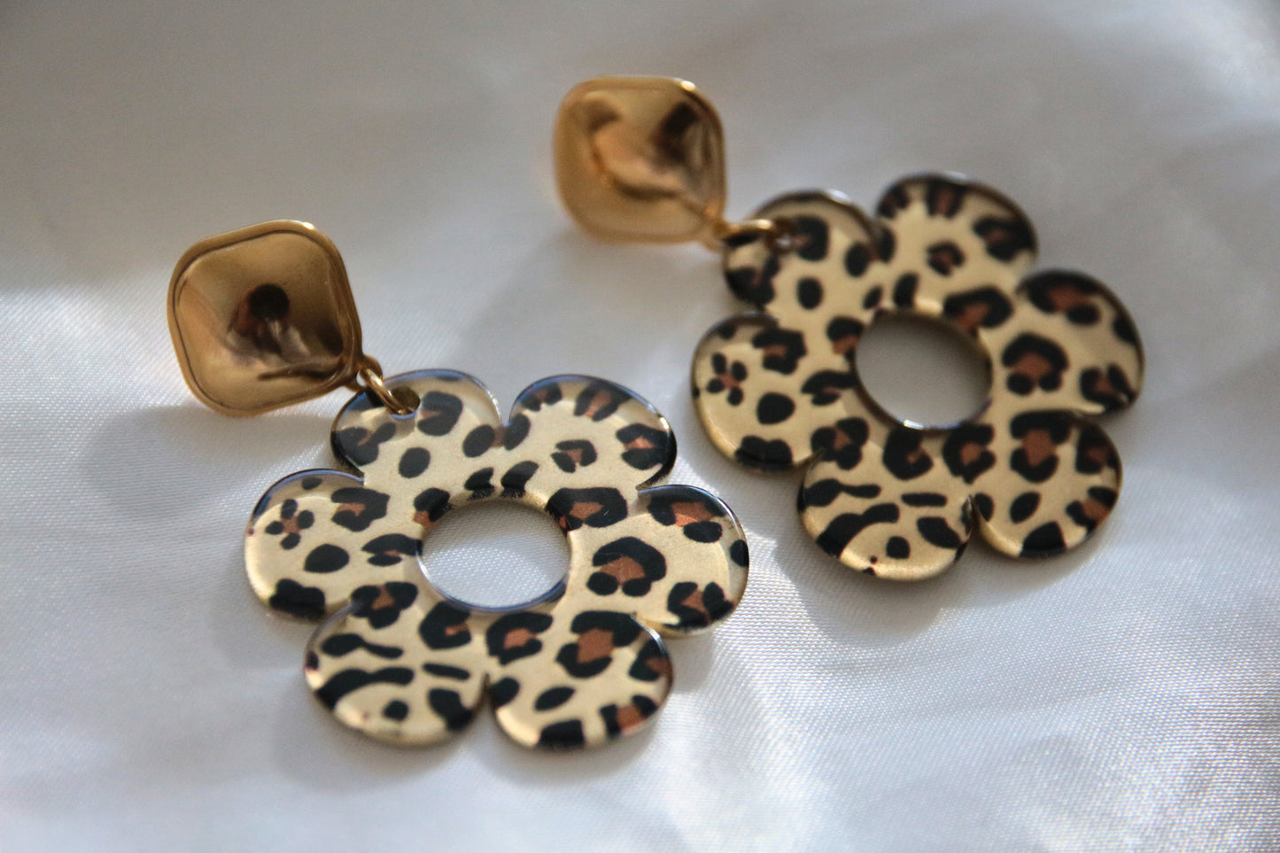 Boucles d'oreilles fleurs léopard