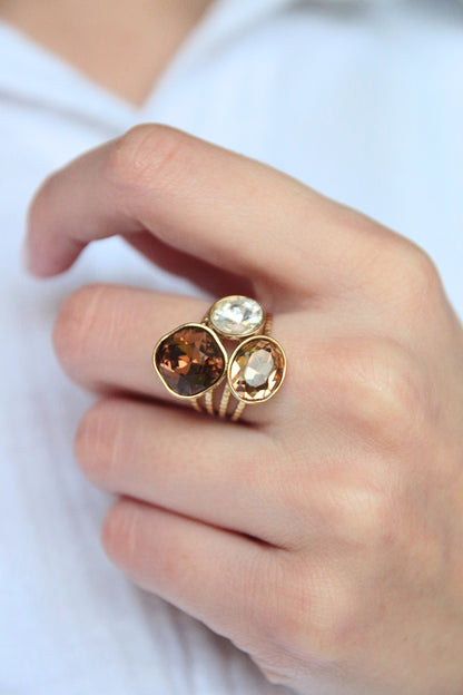 Bague cristaux marron - MALIA