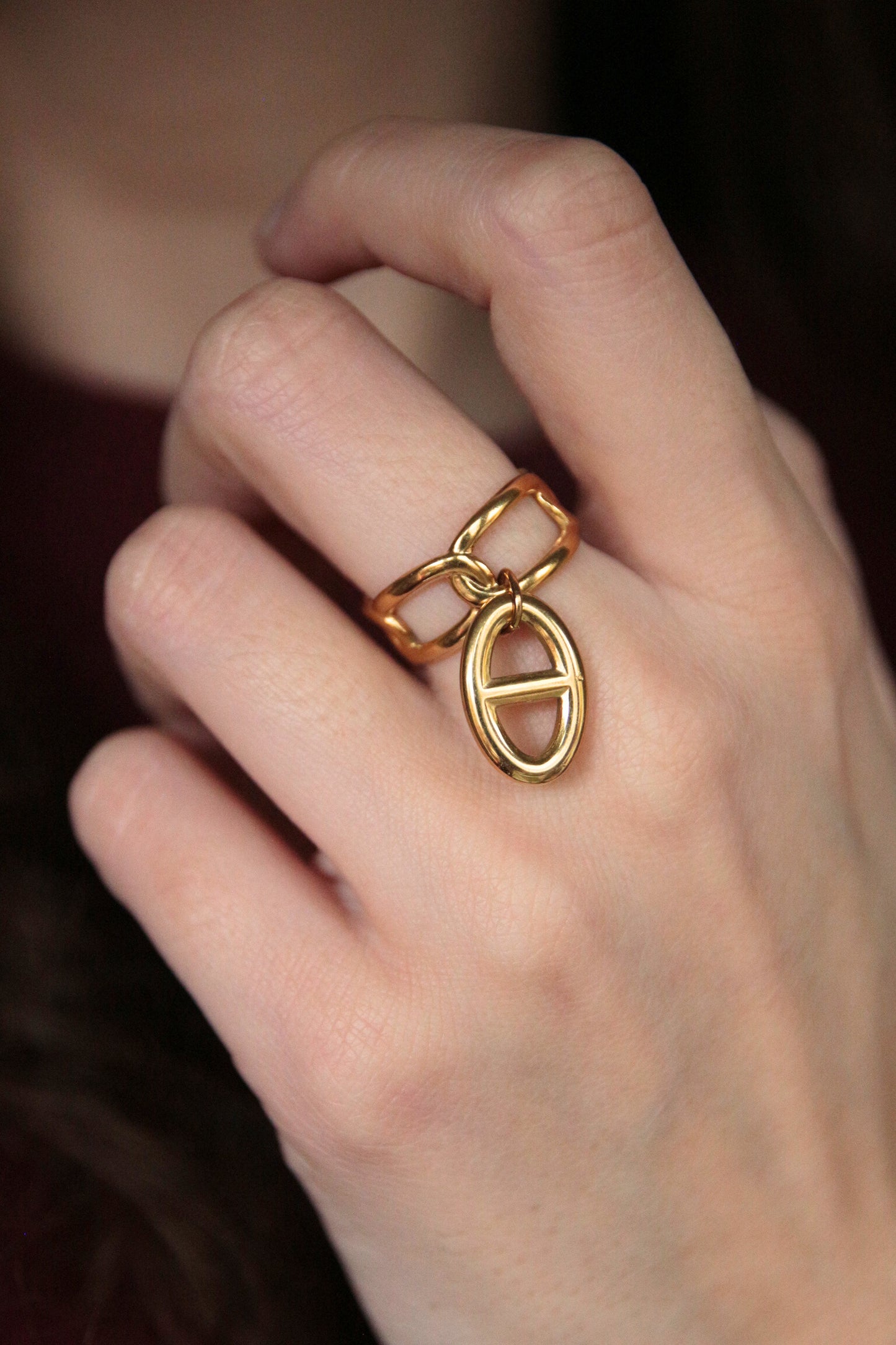 Bague breloque marine dorée - LYNA