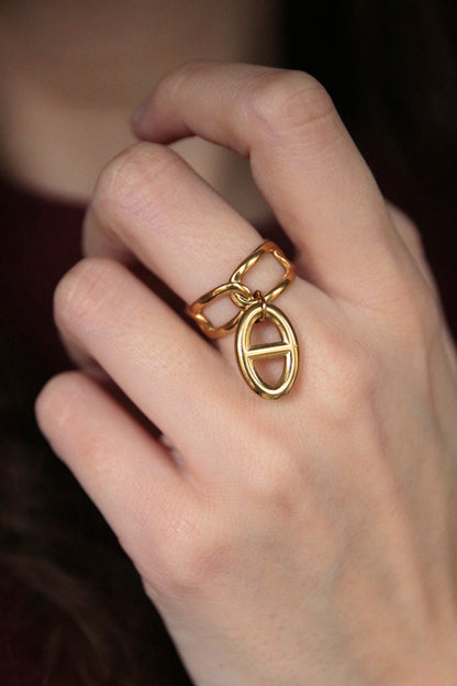 Bague breloque marine dorée - LYNA
