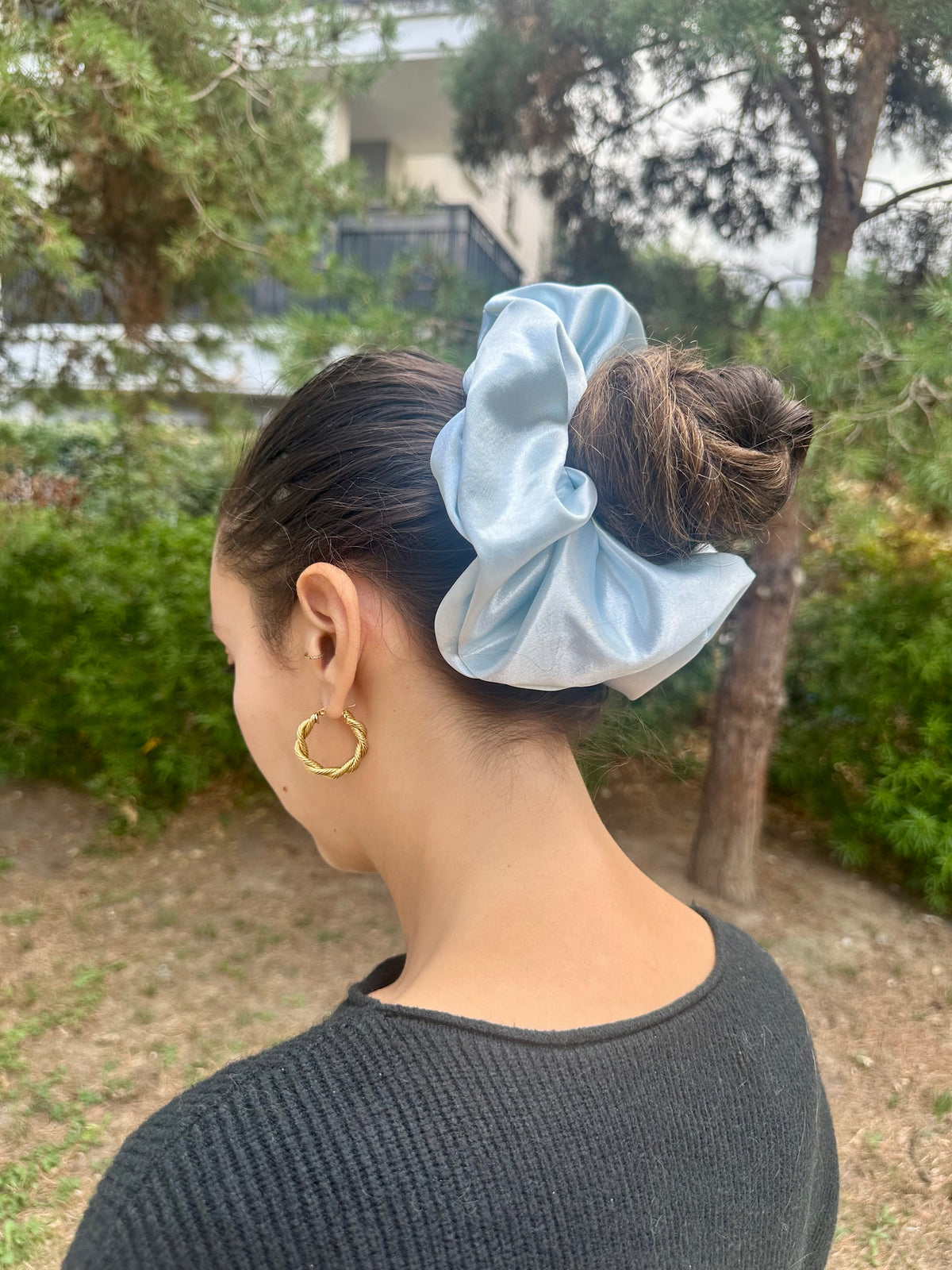 Chouchou satin baby blue XXL