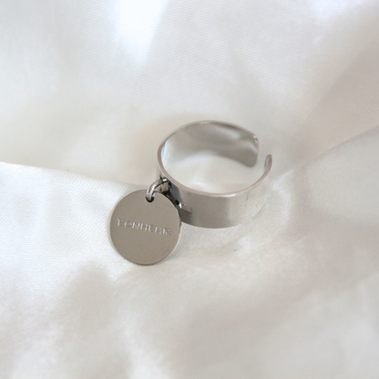 Bague breloque médaillon - BONHEUR