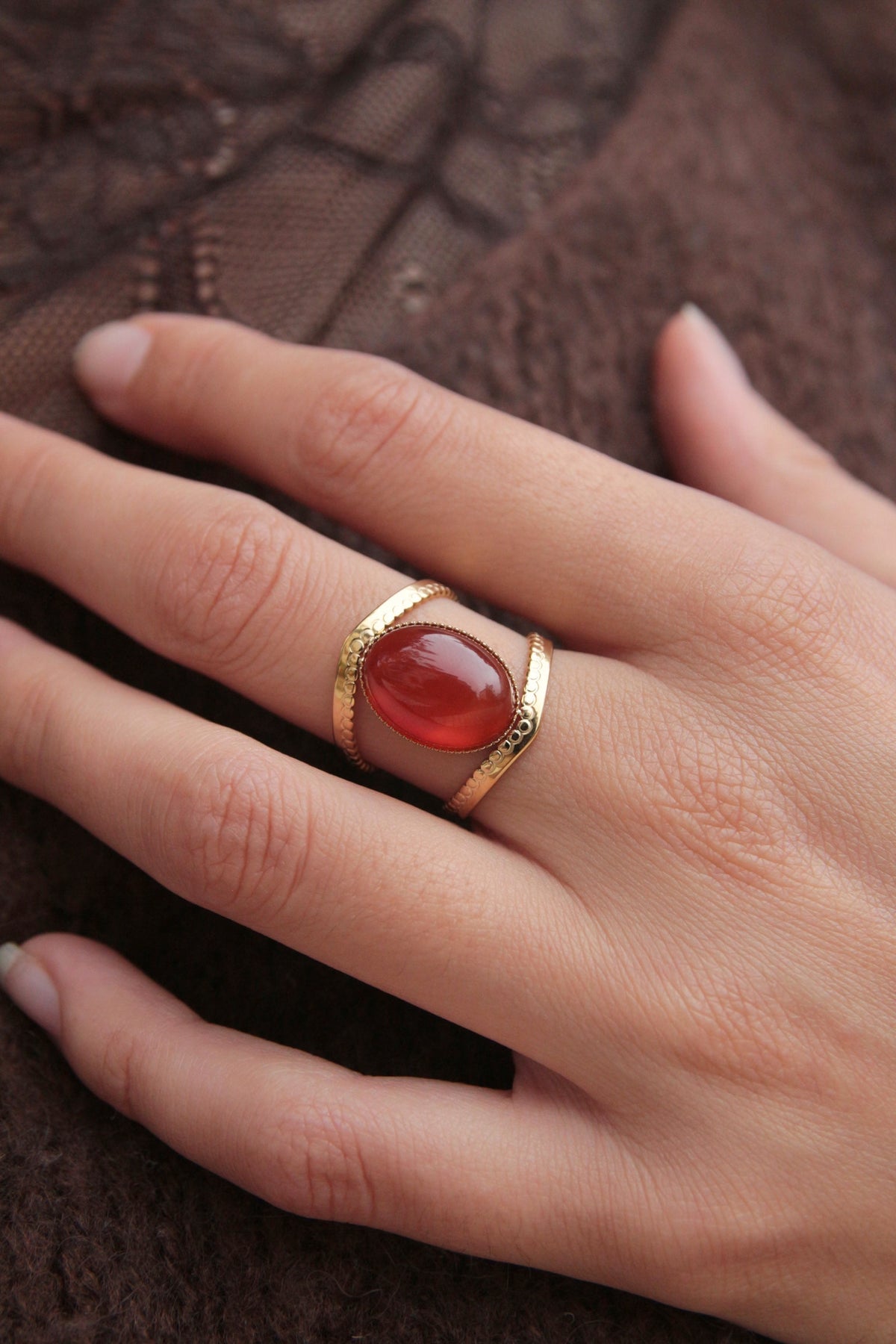 Bague pierre terracotta - PUMPKIN