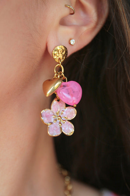 Boucles d'oreilles pendantes rose - MOOREA