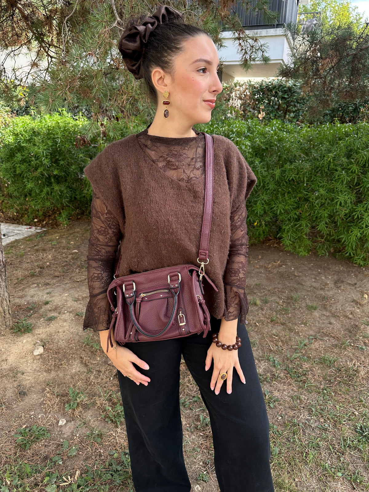 Sac bandoulière burgundy - NAYA