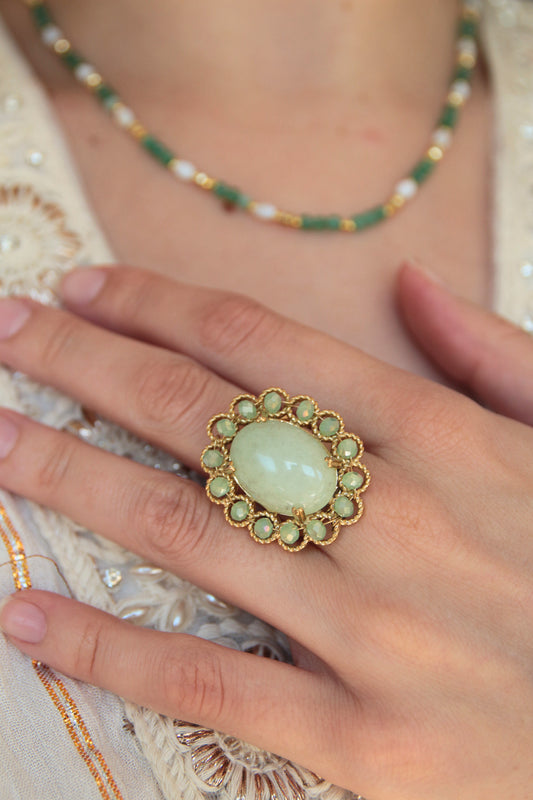 Bague maxi pierre vert d'eau - DAHLIA