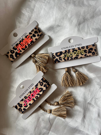 Bracelet tissu - J’ADORE LÉOPARD