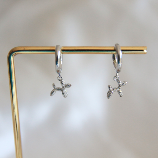 Boucles d'oreilles chien argenté - DOGGY