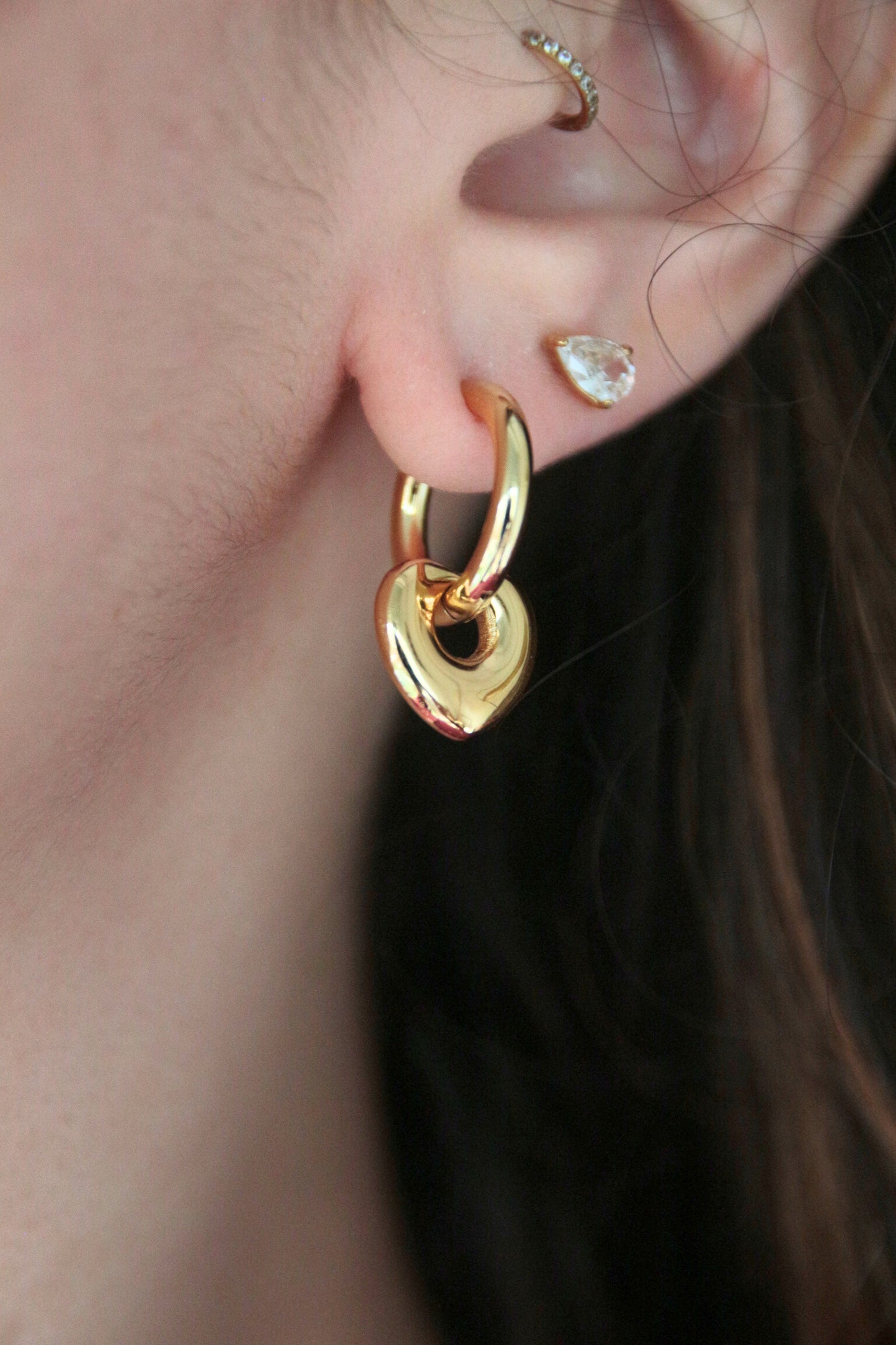 Boucles d'oreilles coeur acier doré - CORALINE