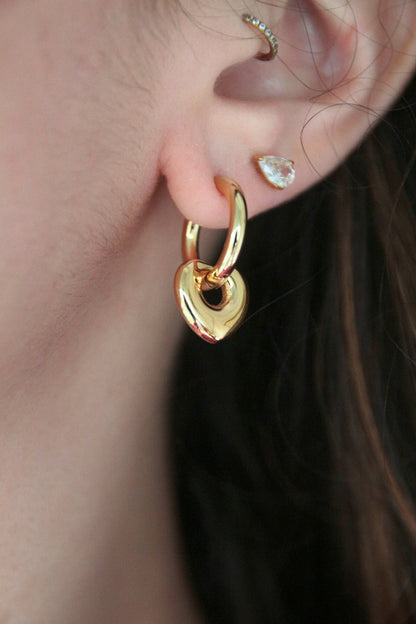 Boucles d'oreilles coeur acier doré - CORALINE