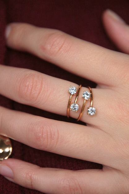 Bague multi strass dorée - LOU