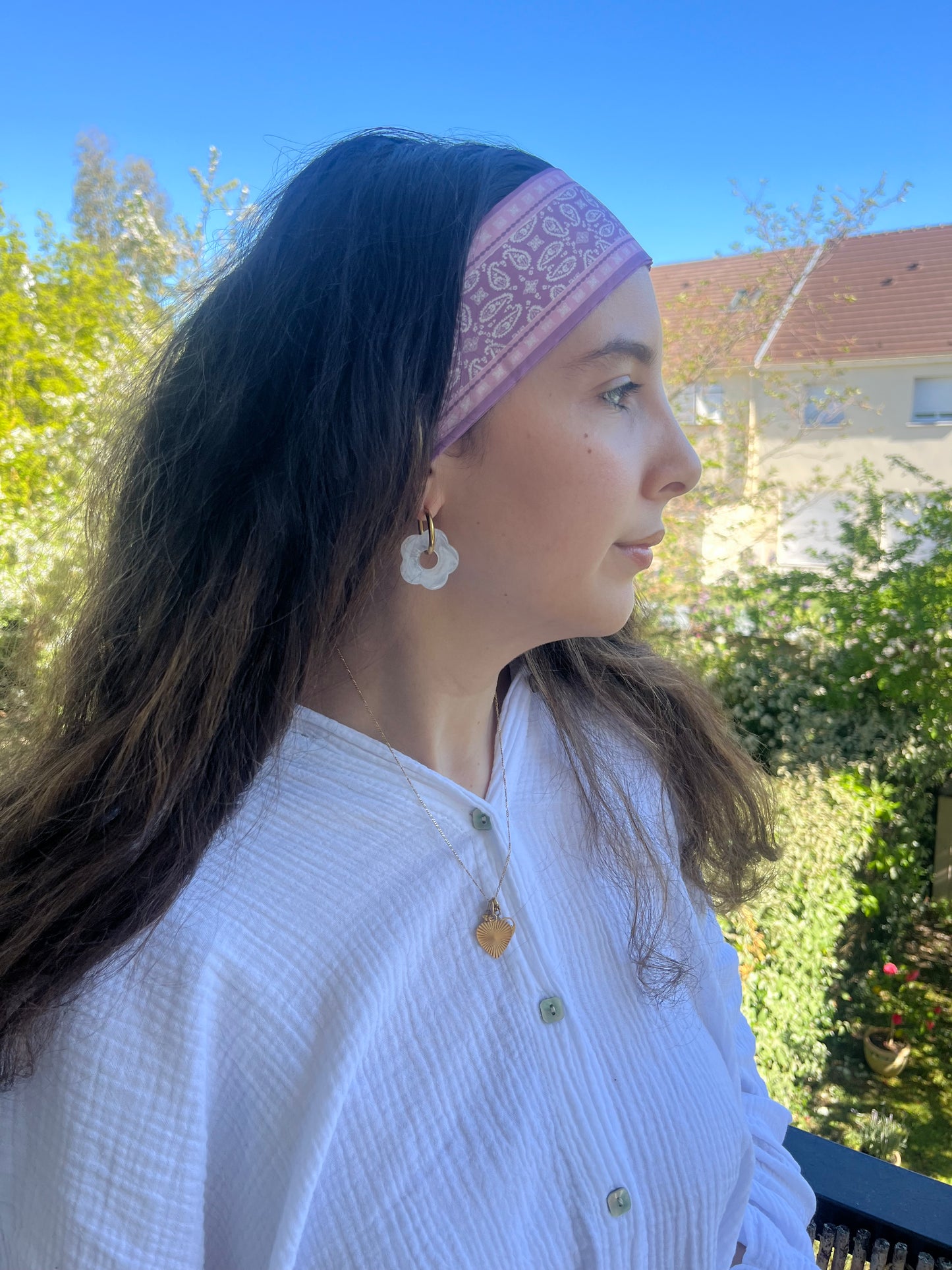 Ruban cheveux motifs - ROSE