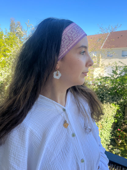 Ruban cheveux motifs - ROSE