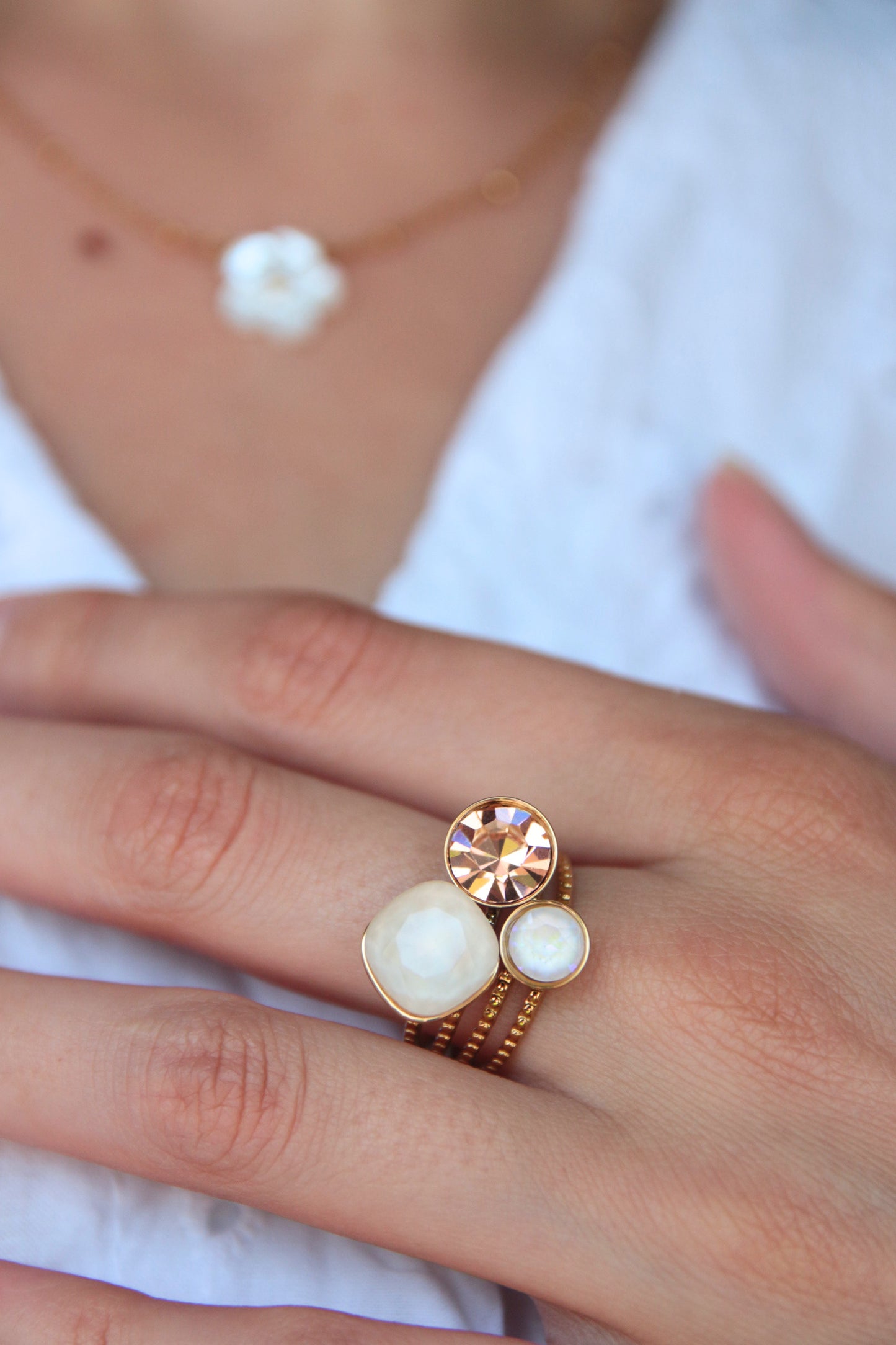 Bague cristaux blanc - LAYA