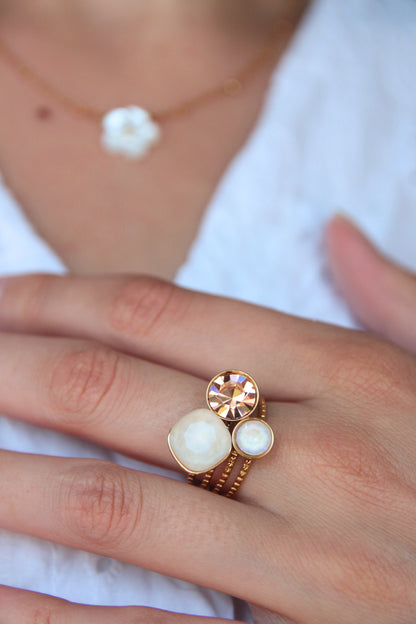 Bague cristaux blanc - LAYA