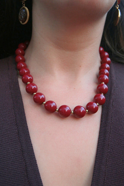 Collier perles rouge - LARA