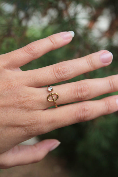 Bague ouverte maille marine dorée - ALIA