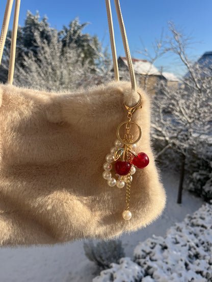 Porte clé cerise perles