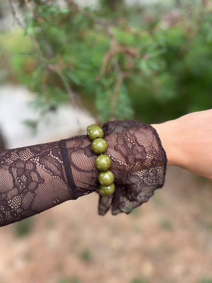 Bracelet grosses perles - VERT OLIVE