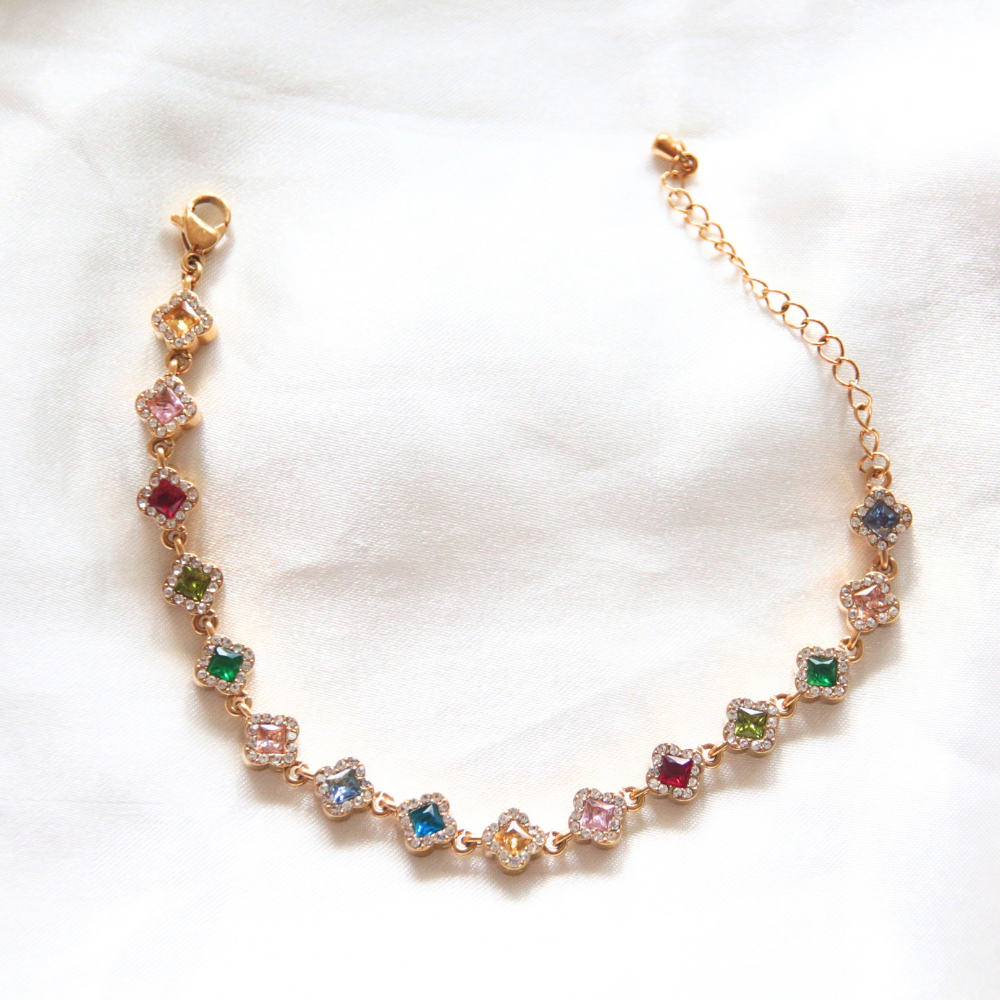 Bracelet trèfles strass multicolor