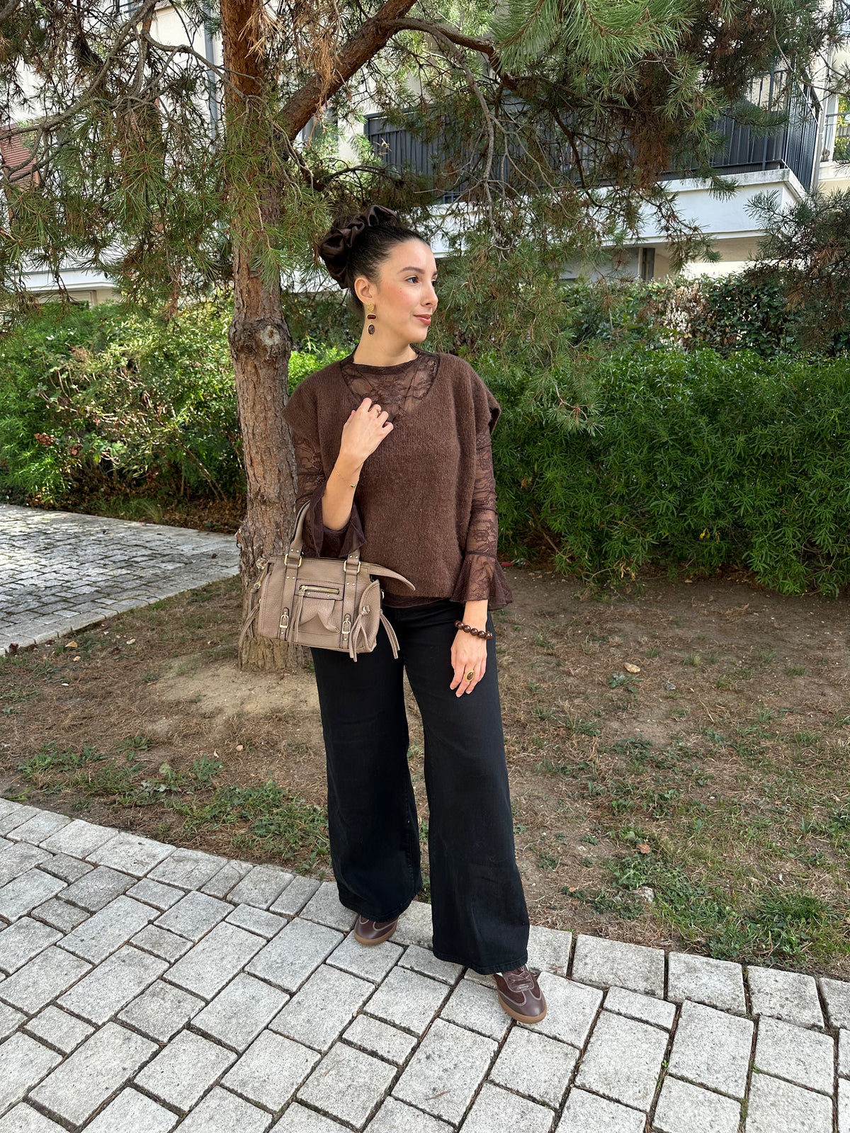 Sac bandoulière taupe - NAYA
