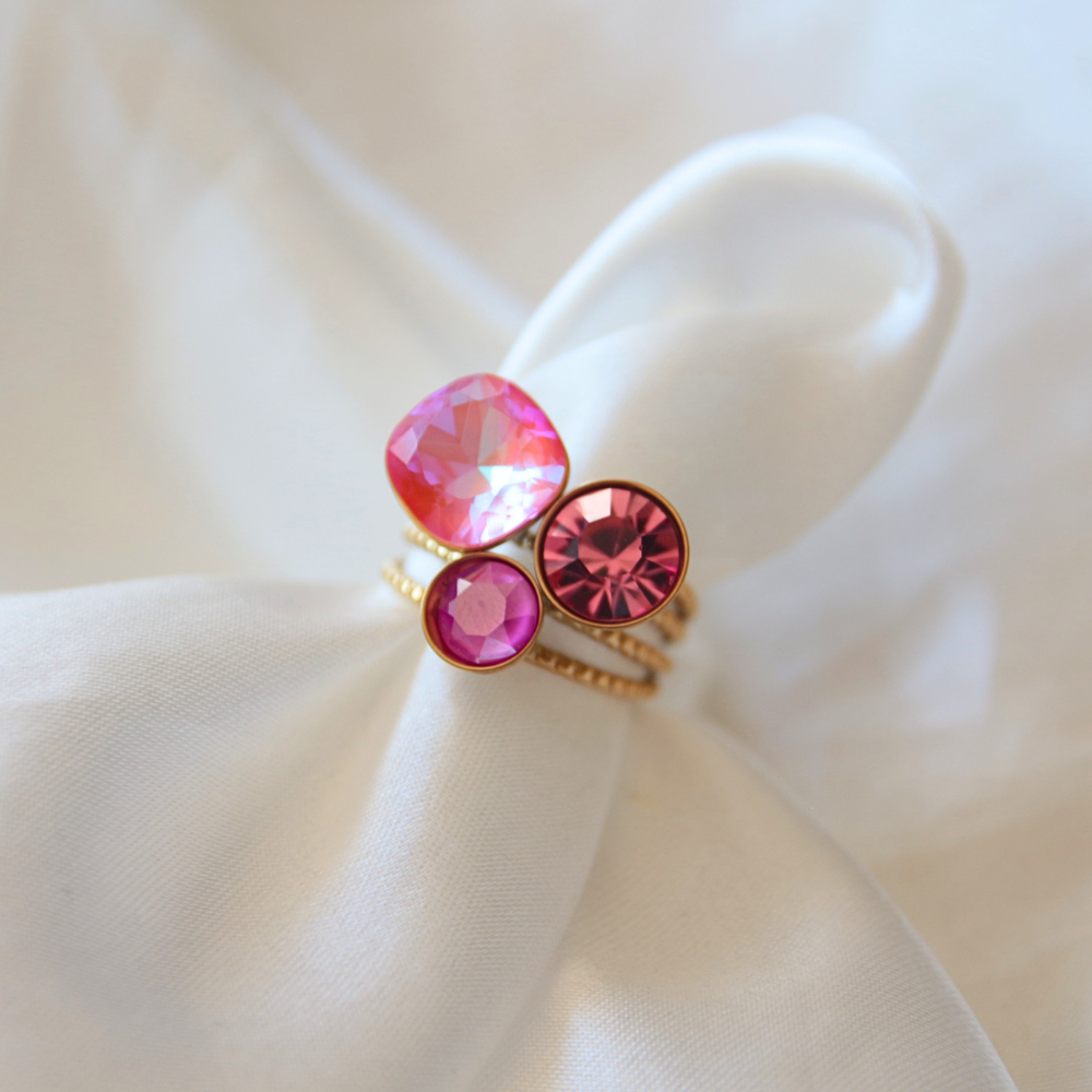 Bague cristaux rose - LAYA