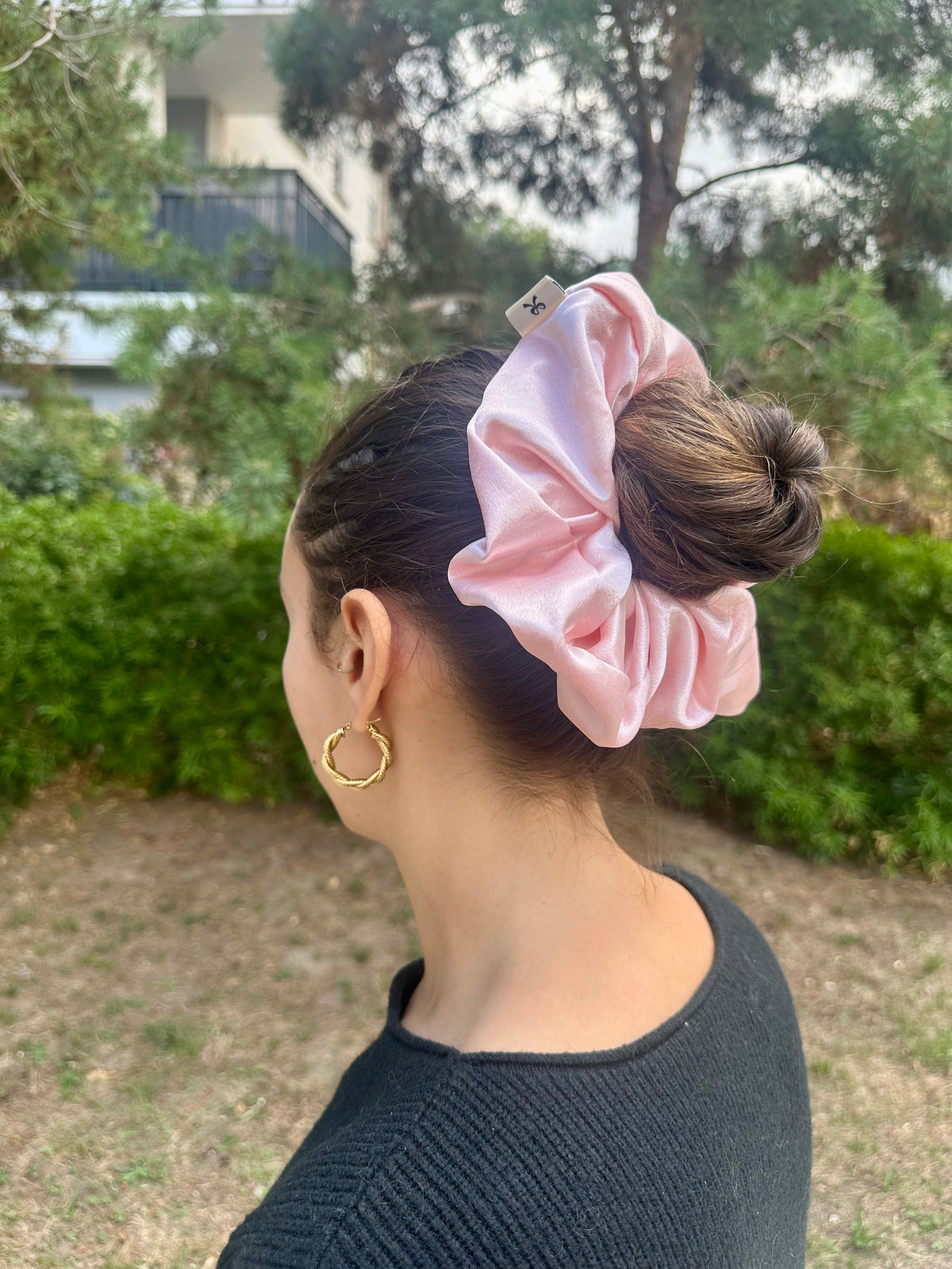 Chouchou satin baby pink XXL