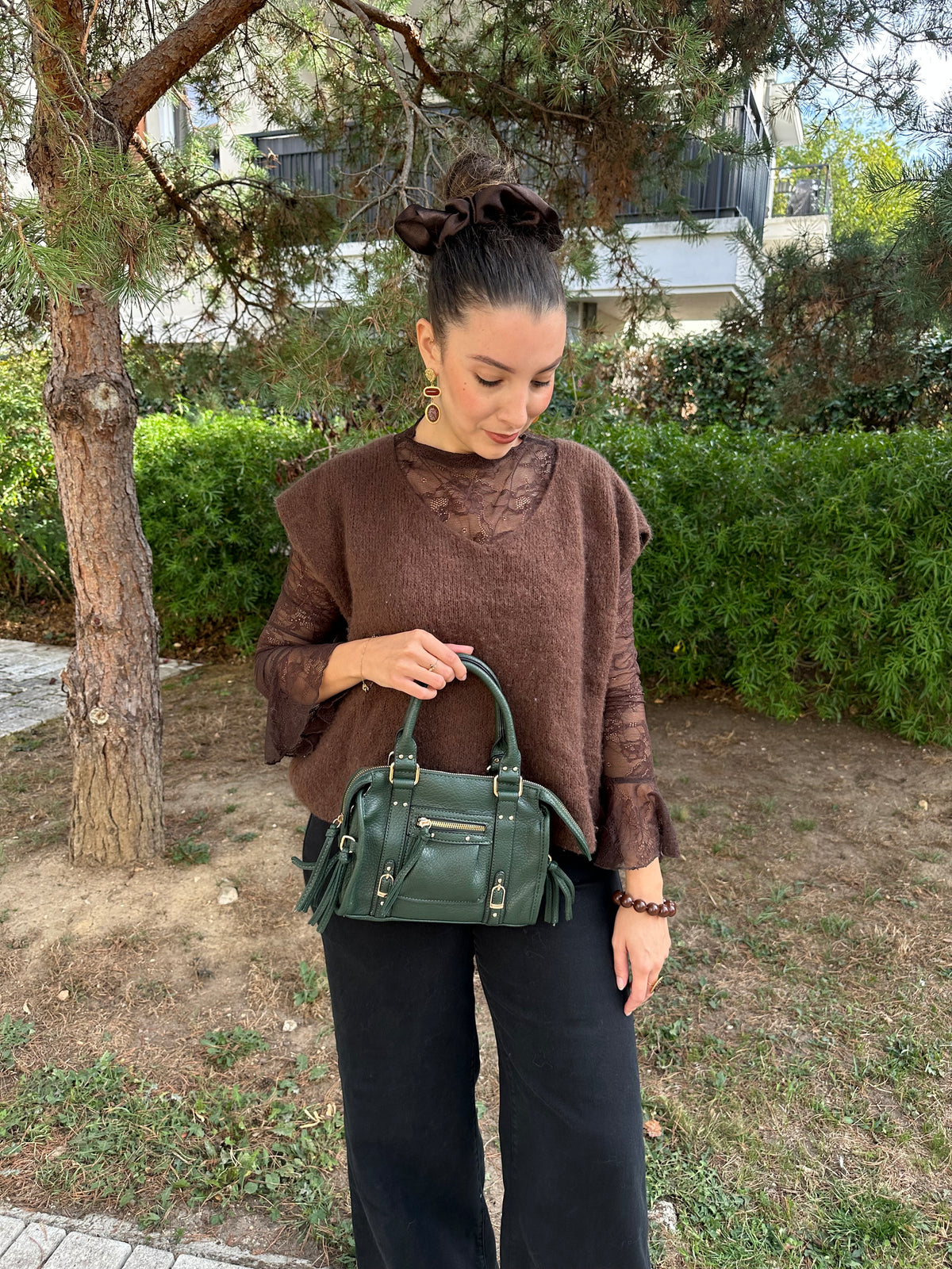 Sac bandoulière vert foncé - NAYA
