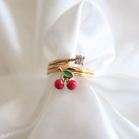 Bague cerise dorée - CHERRY