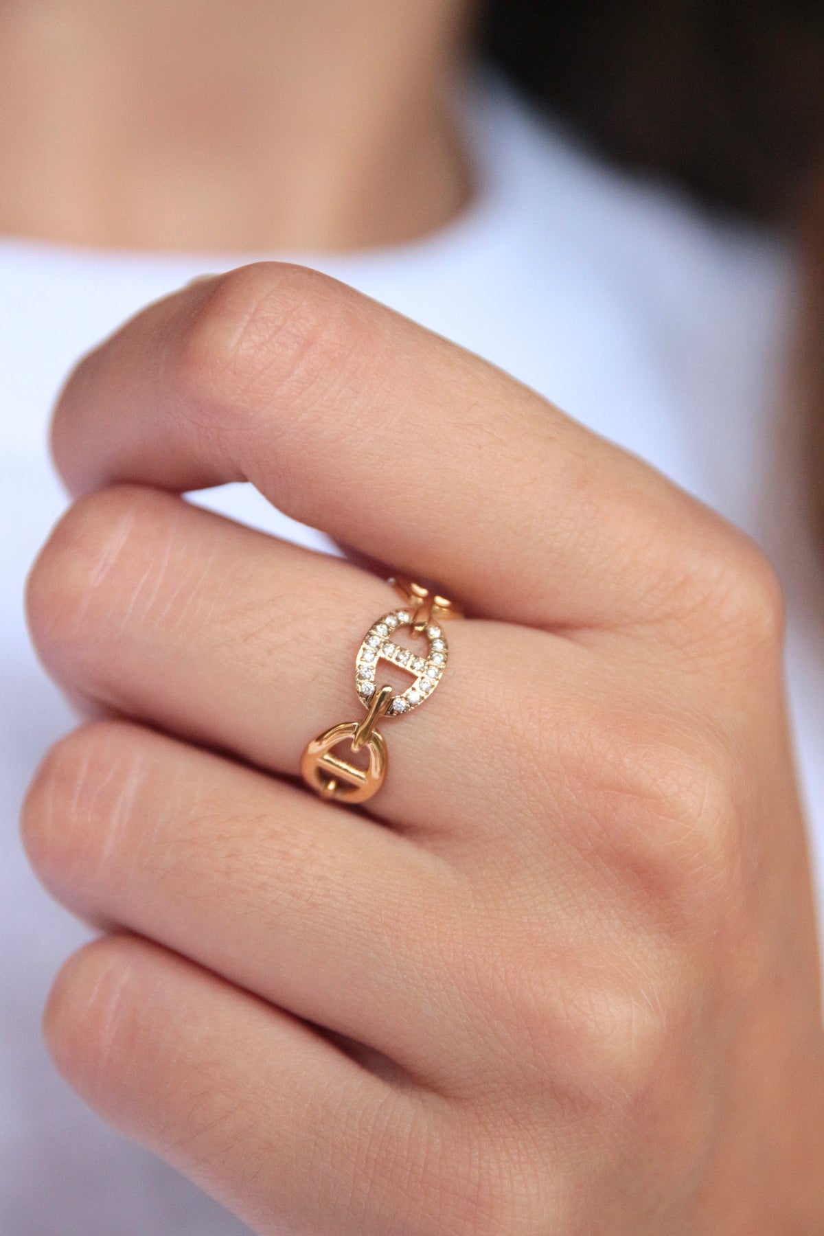 Bague maille marine strass - MARINA
