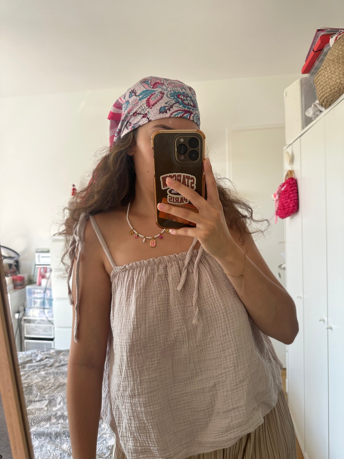 Foulard touché soie rose