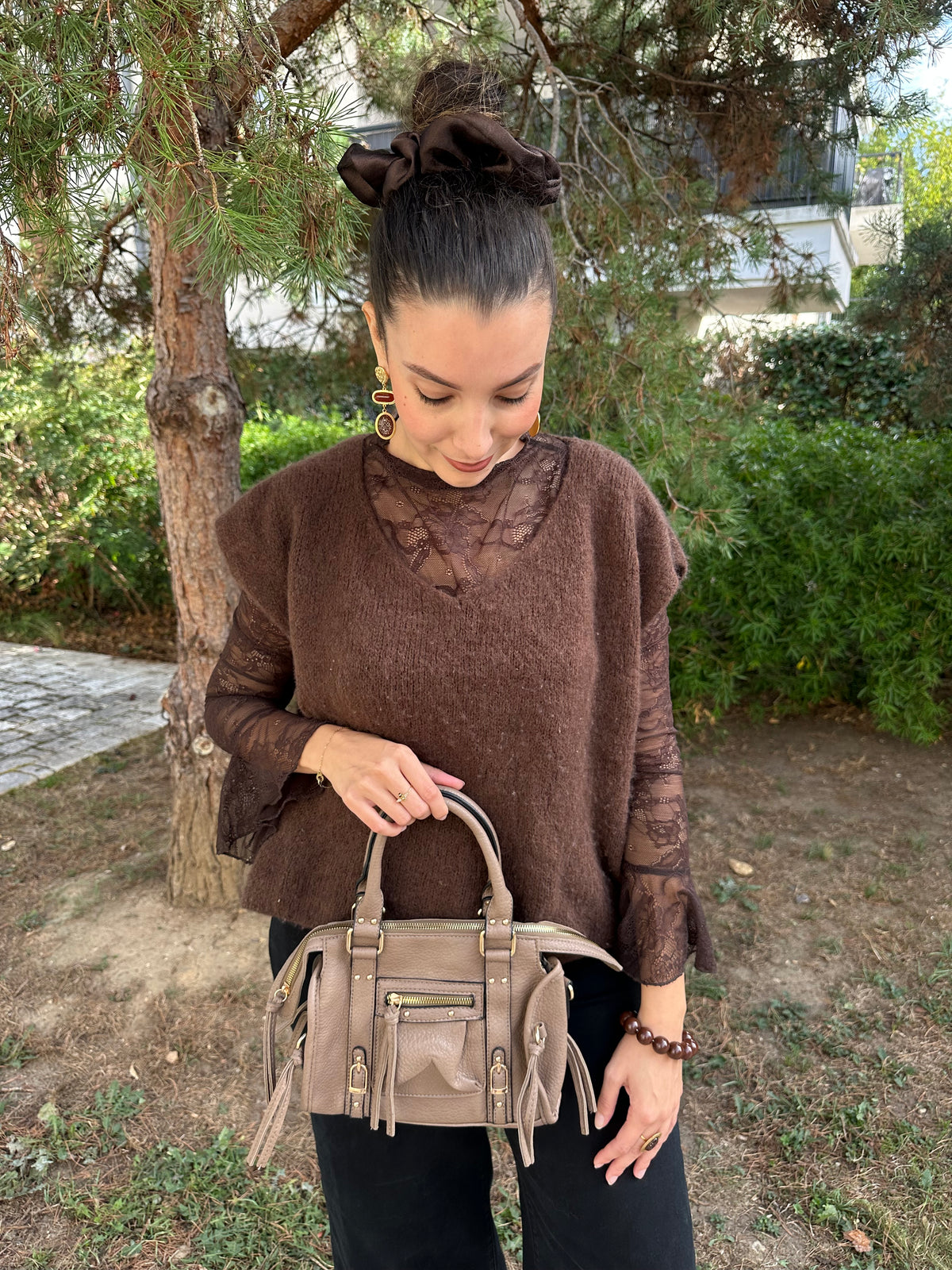 Sac bandoulière taupe - NAYA