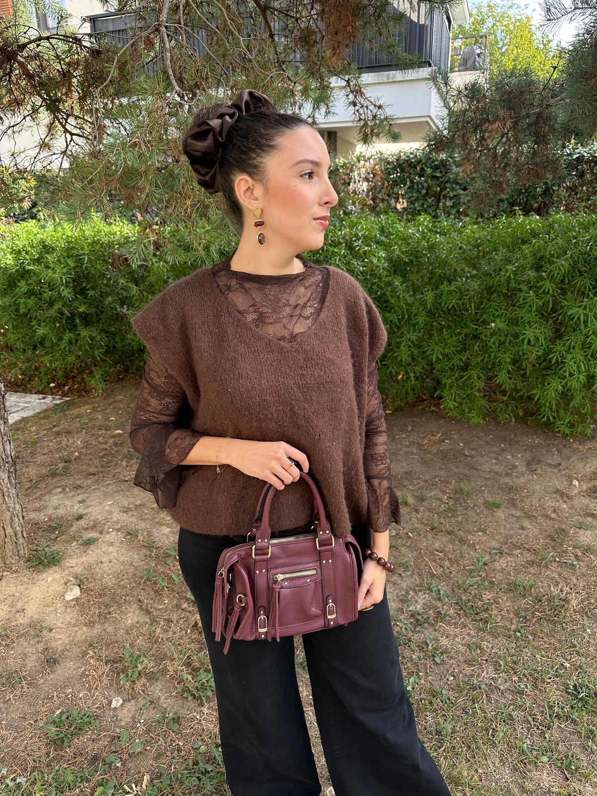 Sac bandoulière burgundy - NAYA