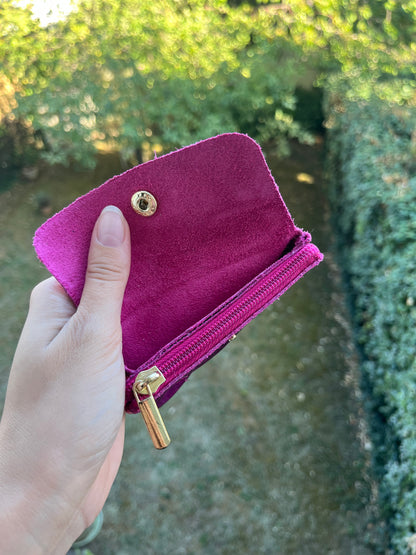 Porte monnaie cuir irisé - ROSE