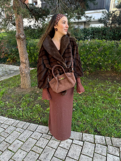 Sac bandoulière suède marron - ASHLEY