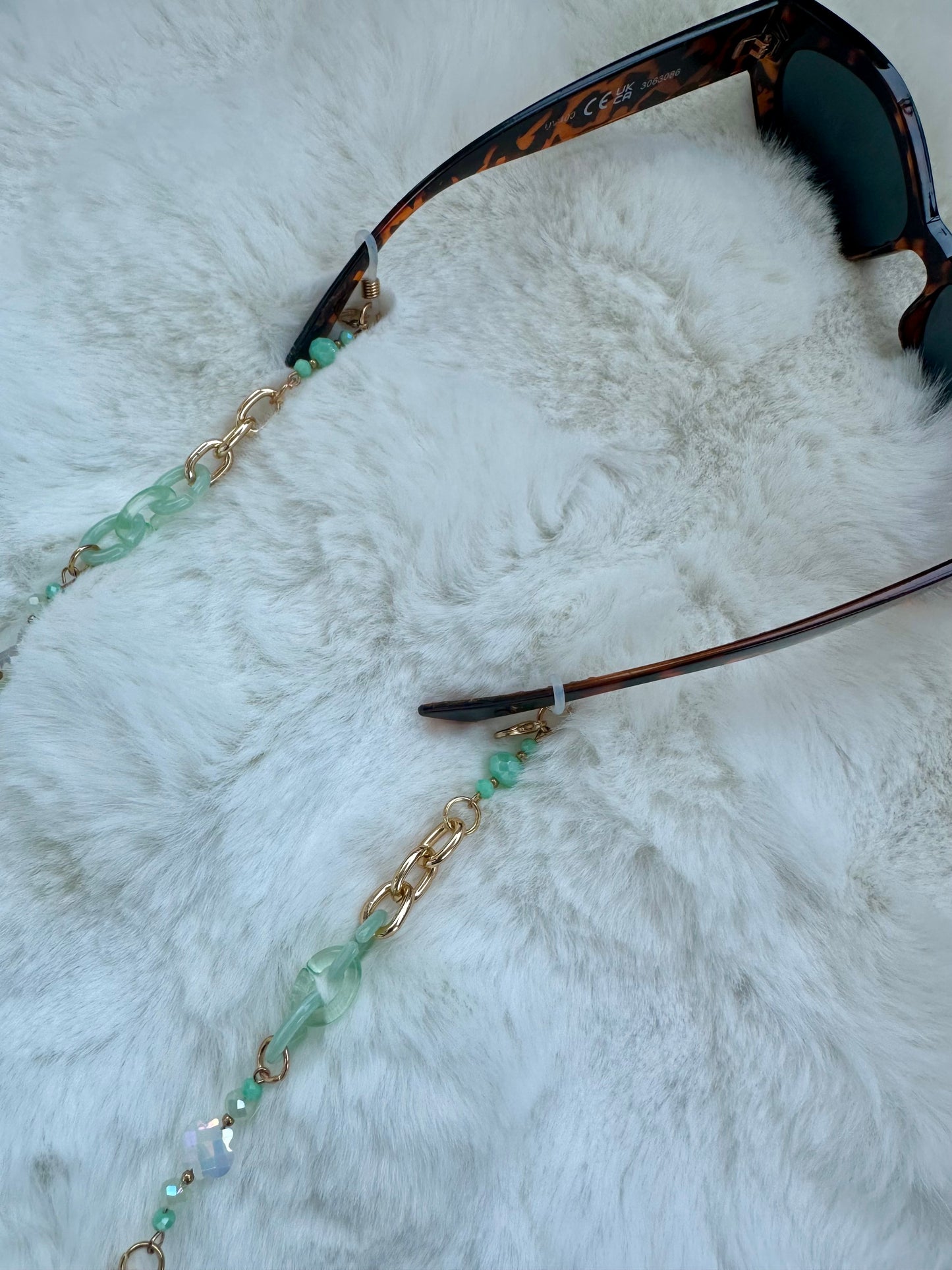 Chaîne lunettes vert d’eau