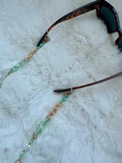 Chaîne lunettes vert d’eau