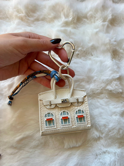 Porte clé mini sac fenêtres blanc - BABY HANNA