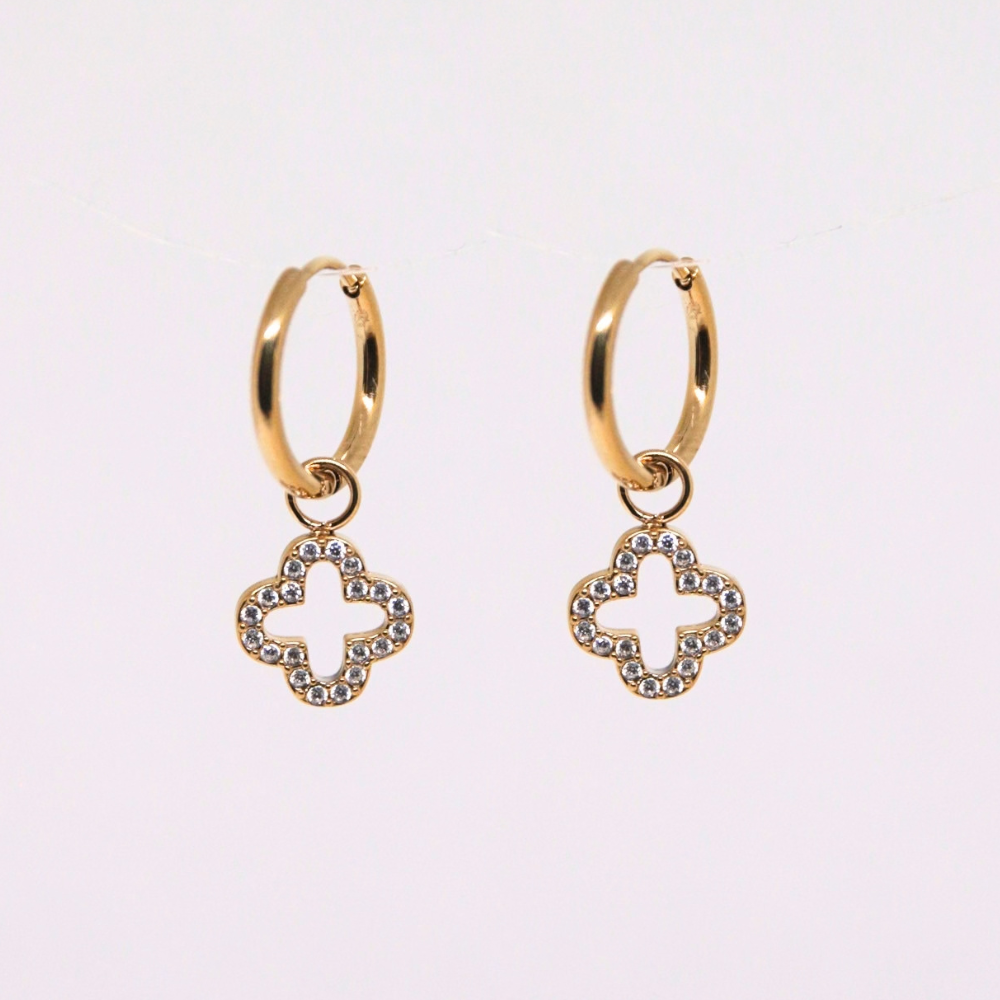 Boucles d'oreilles trèfles strass - TESS
