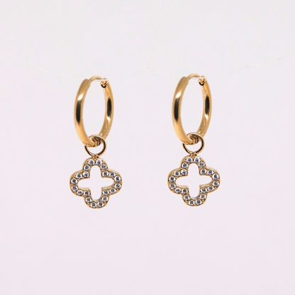 Boucles d'oreilles trèfles strass - TESS