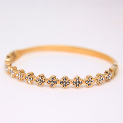 Bracelet jonc trèfles strass - ESMEE