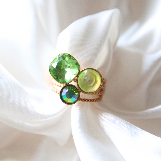 Bague cristaux vert pomme - LAYA