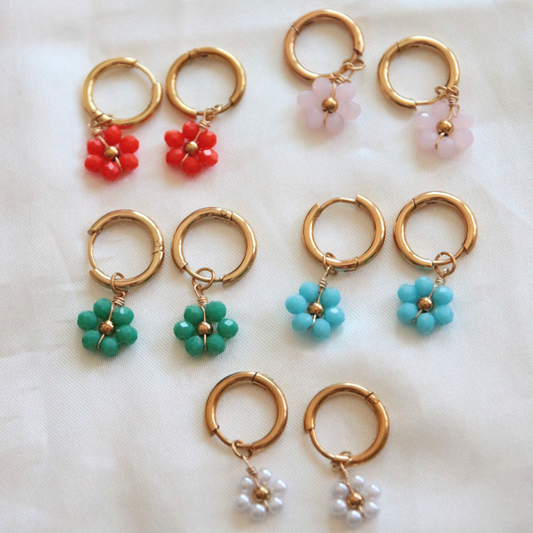 Boucles d'oreilles fleurs perles - MARGUERITE