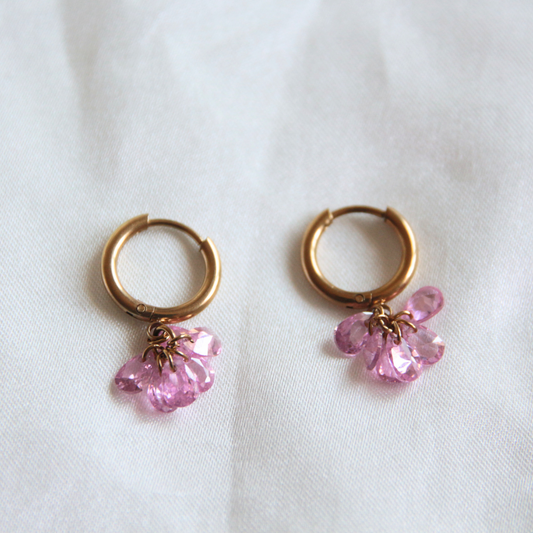 Boucles d'oreilles pétales rose - PINKY