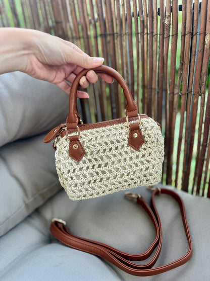 Sac bowling tressé beige - LOU