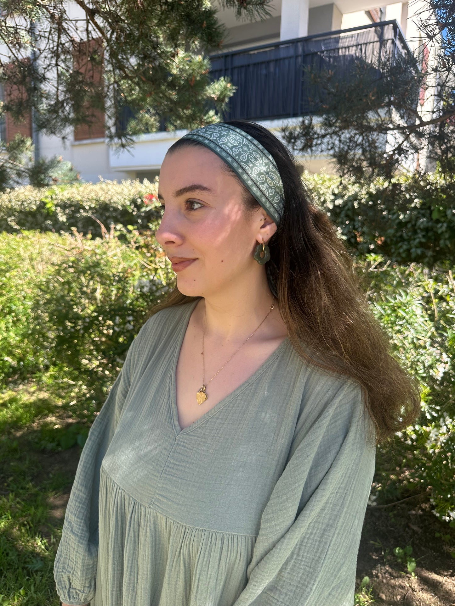 Ruban cheveux motifs - KAKI