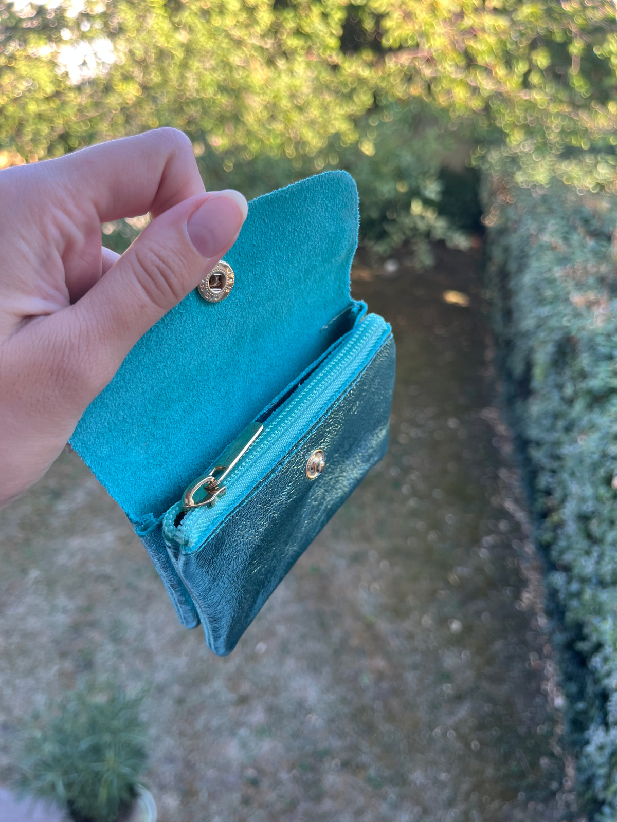 Porte monnaie cuir irisé - BLEU
