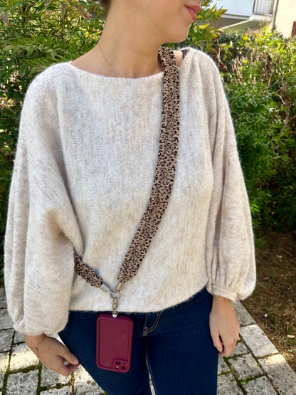 Chaine téléphone XL - Léopard beige & marron